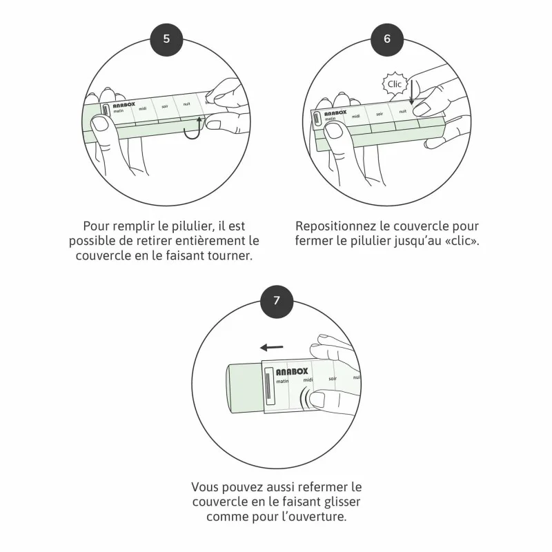 Pilulier journalier Anabox 5 prises par jour Jaune - utilisation