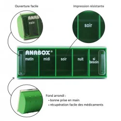 Pilulier journalier Anabox 5 prises par jour Vert Clair - zoom