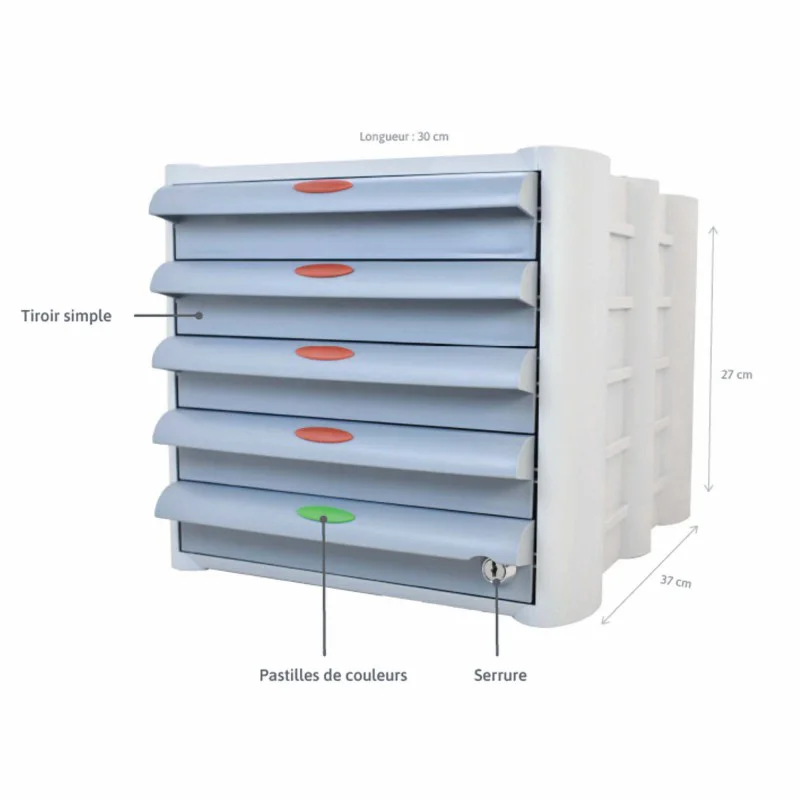 Pilulier 4S 5 petits tiroirs avec fermeture - descriptions